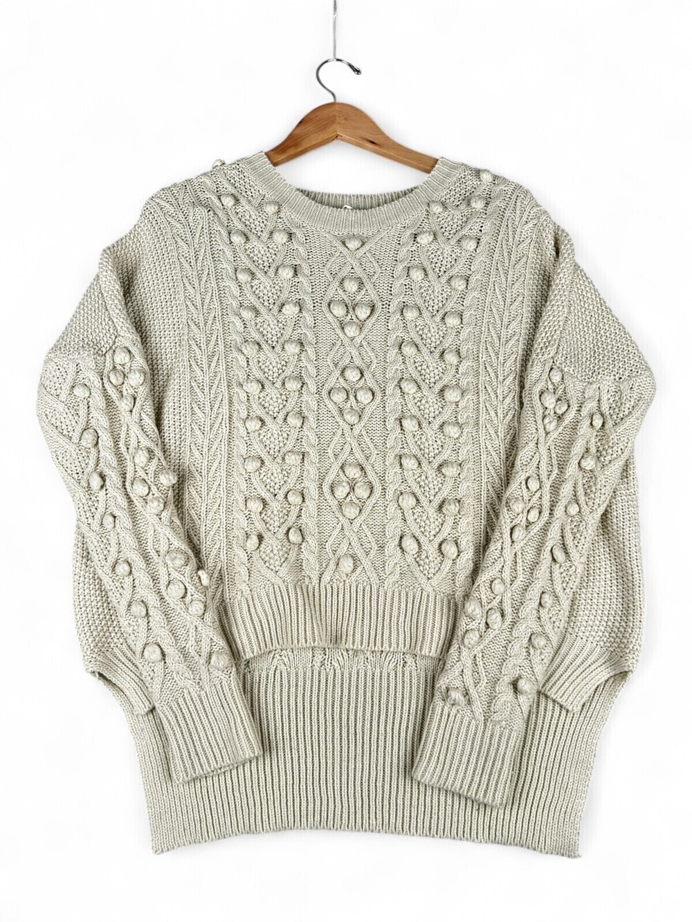 Pol Cable Knit Bobble Crewneck Sweater - Size L